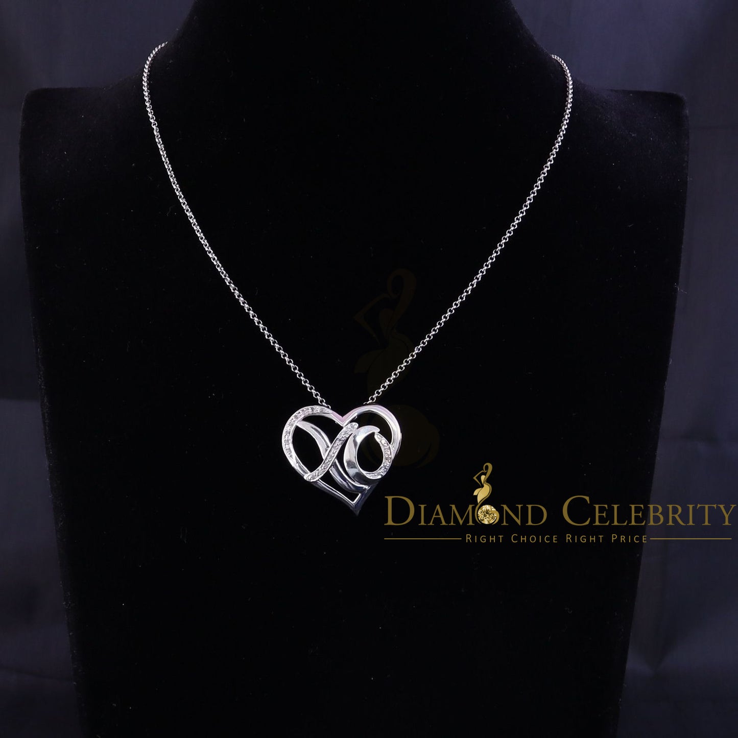 DiamondCelebritees  0.10ct Real Diamond Valentine Special "HEART" Pendant 925 Sterling Silver White