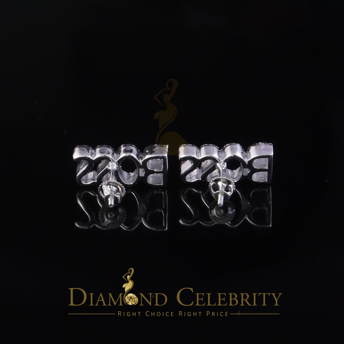 DiamondCelebritees 0.20Ct White Natural 925 Sterling Silver BOSS Womens Diamonds Stud Earrings