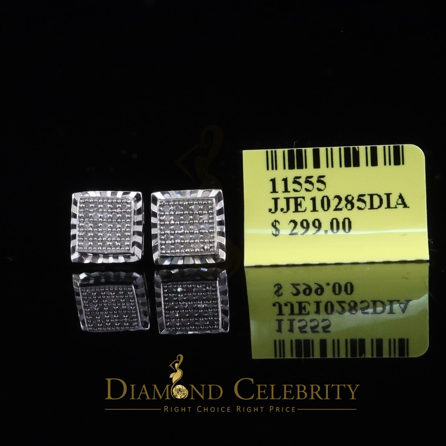 DiamondCelebritees White 925 Sterling Silver 0.15ct Real Diamond For Women's & Men's Stud Earrings