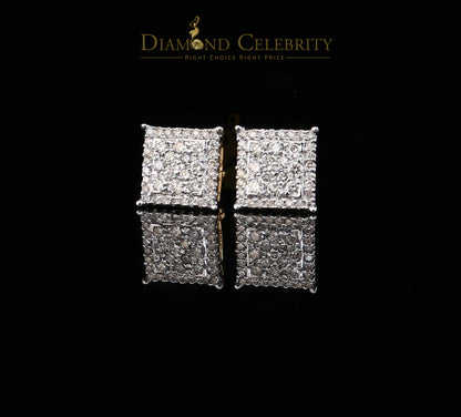 DiamondCelebritees 10K Real Yellow Gold with 1.20CT Real Diamond Men's/Women's Stud Earrings