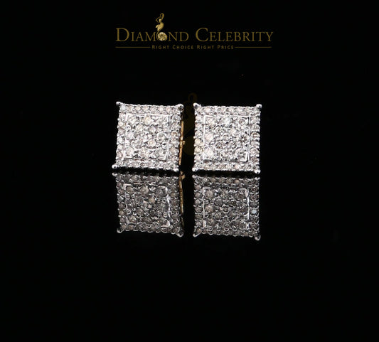 DiamondCelebritees 10K Real Yellow Gold with 1.20CT Real Diamond Men's/Women's Stud Earrings