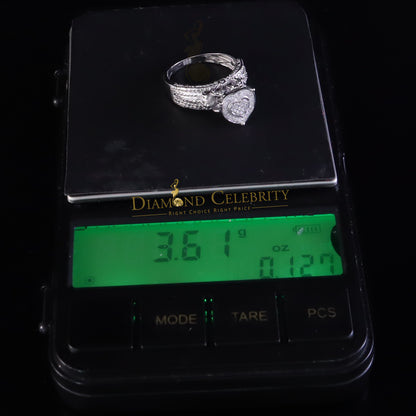 DiamondCelebritees Real Diamond 0.10ct White 925 Sterling Silver Womens Engagement Heart Ring SZ 7