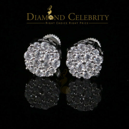 DiamondCelebritees  925 White Silver Sterling 0.87ct Cubic Zirconia Round Women's Stud Earrings