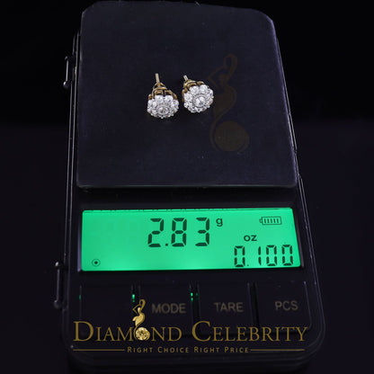 DiamondCelebritees  925 Yellow Silver 2.88ct Cubic Zirconia Women's & Men's Hip Hop Floral Earrings