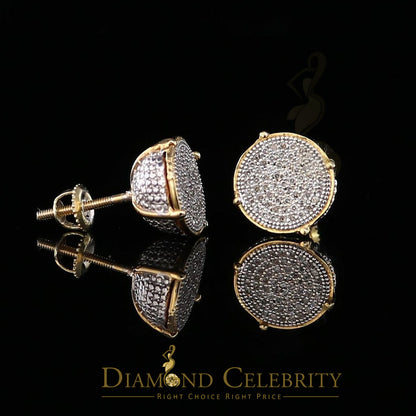 DiamondCelebritees 925 Sterling Silver 0.30ct Real Diamond For Women's/ Men's Yellow Round Earrings