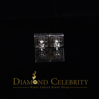 Diamondcelebritees 1.00ct White 925 Silver VVS 'D' Moissanite Square Stud Earring Men's/Womens