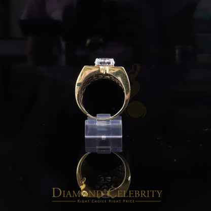DiamondCelebritees 4.50ct Cubic Zirconia Yellow 925 Silver Men's Adjustable Ring SZ From 9 to 11