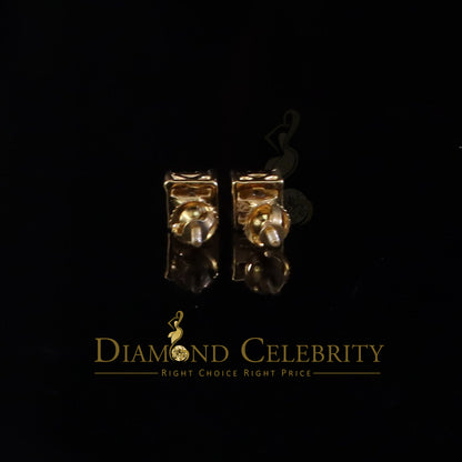 DiamondCelebritees  Hip Hop 925 Yellow Silver 0.6ct Cubic Zirconia Women's & Men's Square Earrings