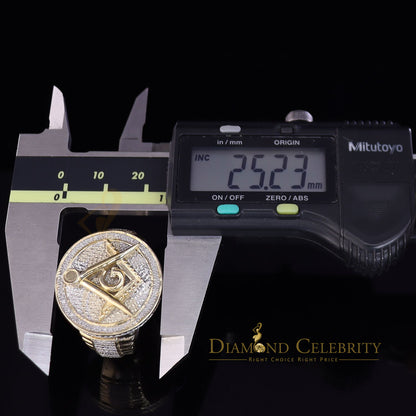 DiamondCelebritees Real 0.25CT Diamond Yellow 925 Silver Men's Adjustable Ring From Size 10 to 12
