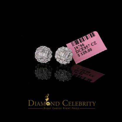 DiamondCelebritees  925 Sterling White Silver 1.98ct Cubic Zirconia Round Women's Stud Earrings