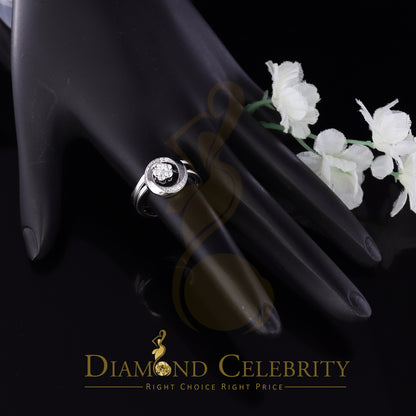 DiamondCelebritees 925 Sterling White Silver 0.45ct Cubic Zirconia Floral Bridal Womens Ring Size 6