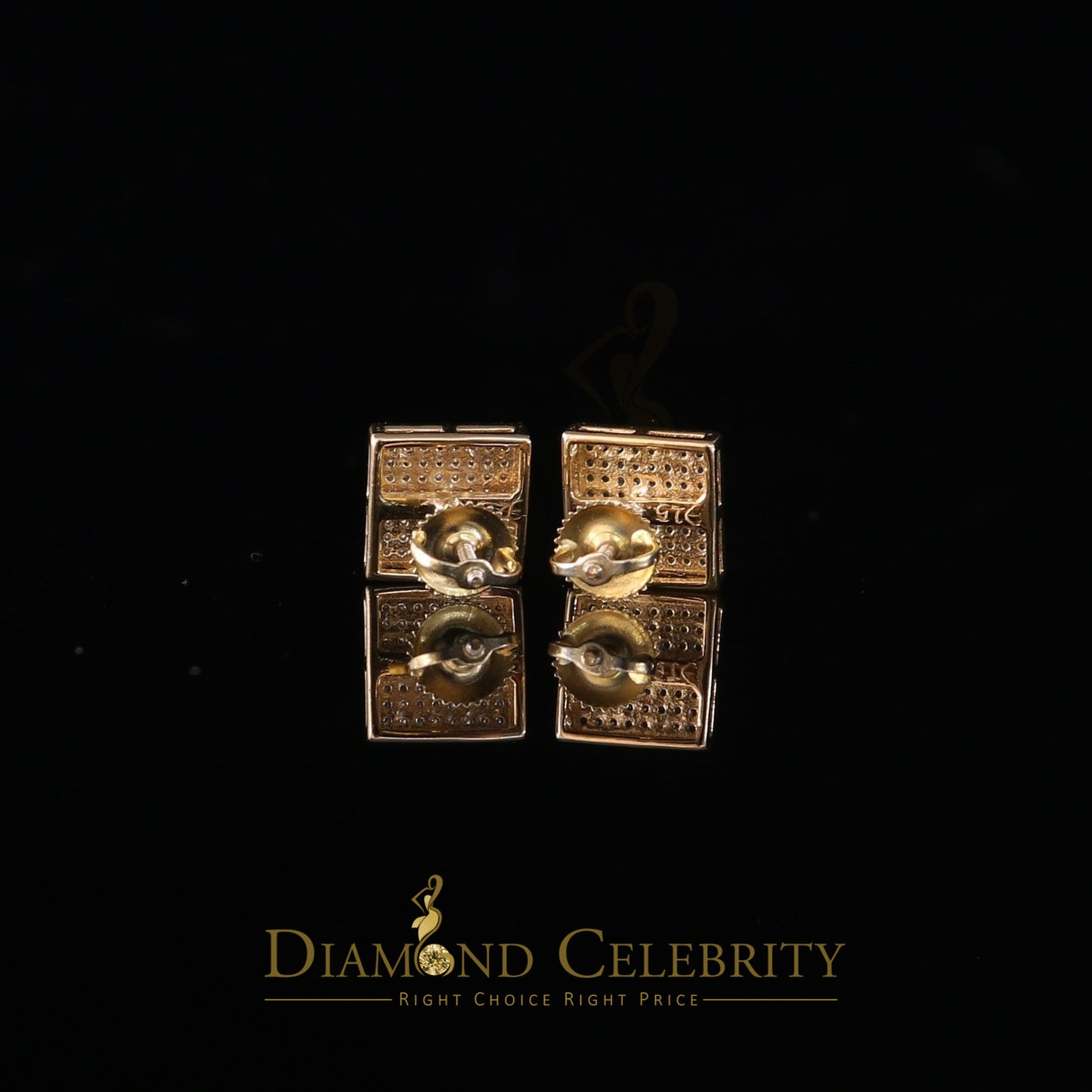 DiamondCelebritees 925 Sterling Silver 0.33ct Diamond Real For Women's & Men's Yellow Stud Earrings