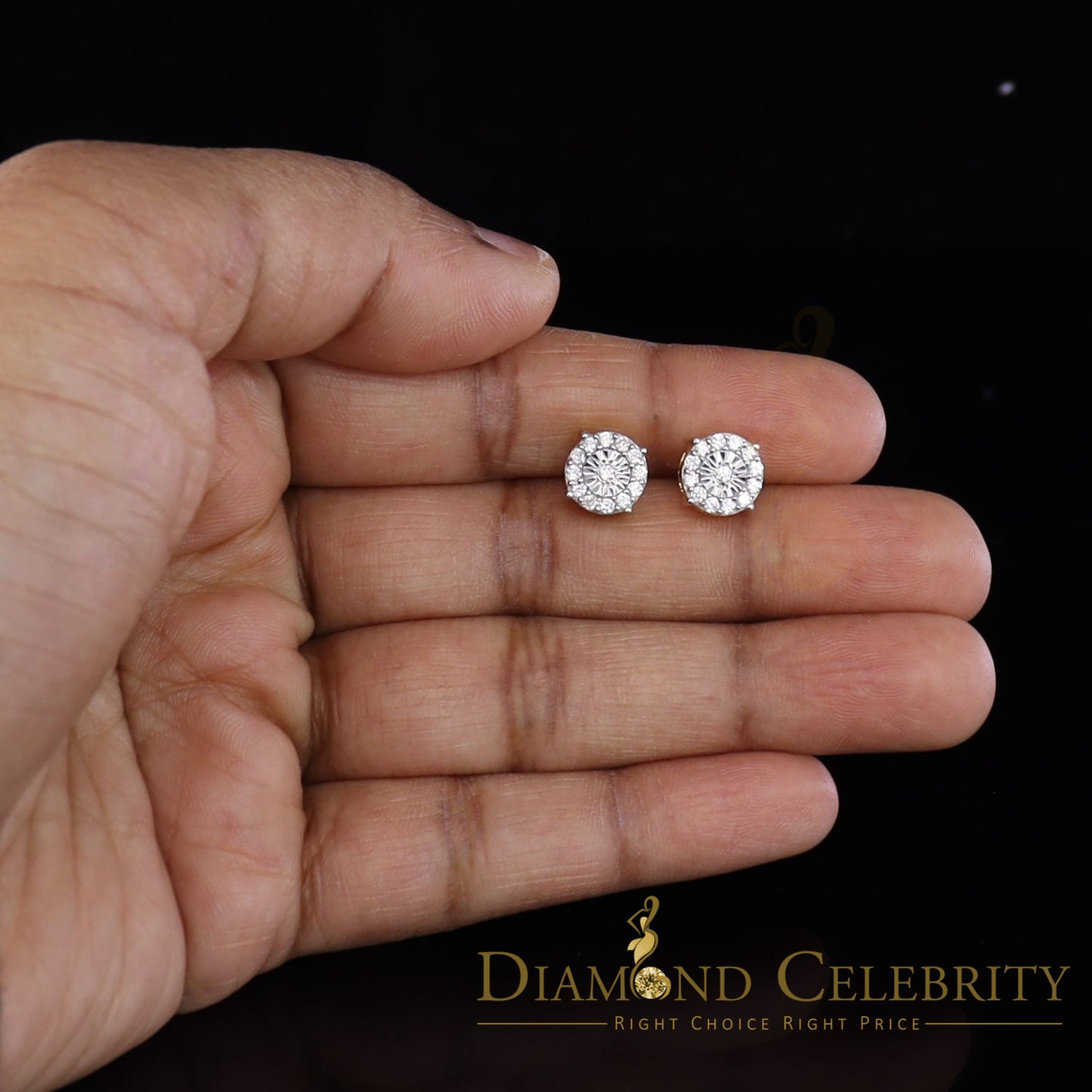 DiamondCelebritees  Yellow Silver 1.12ct Cubic Zirconia 925 Women's & Men's Hip Hop Square Earrings