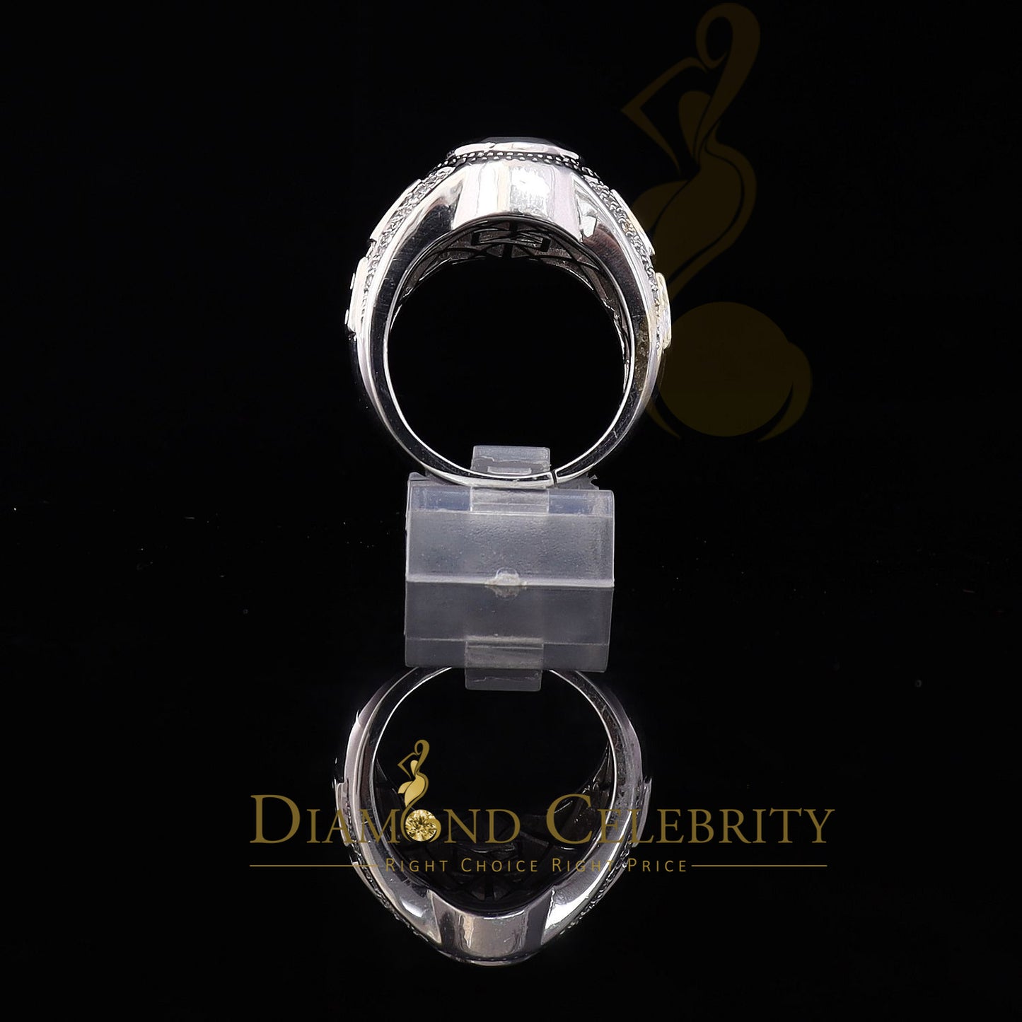 DiamondCelebritees 8.10ct White Silver Oval Cubic Zirconia Men Adjustable Ring From SZ 9 to 11