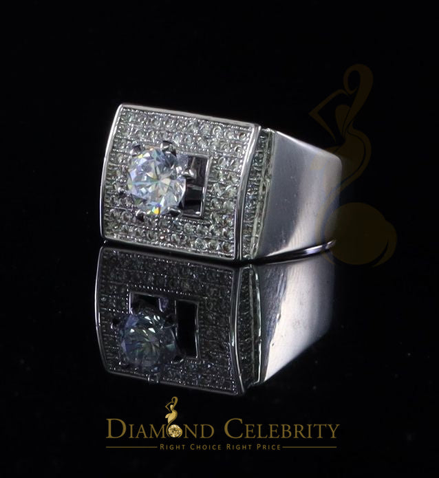 DiamondCelebritees Diamond Celebrity 6.0ct Cubic Zirconia White Silver Men's Square Ring Size 9