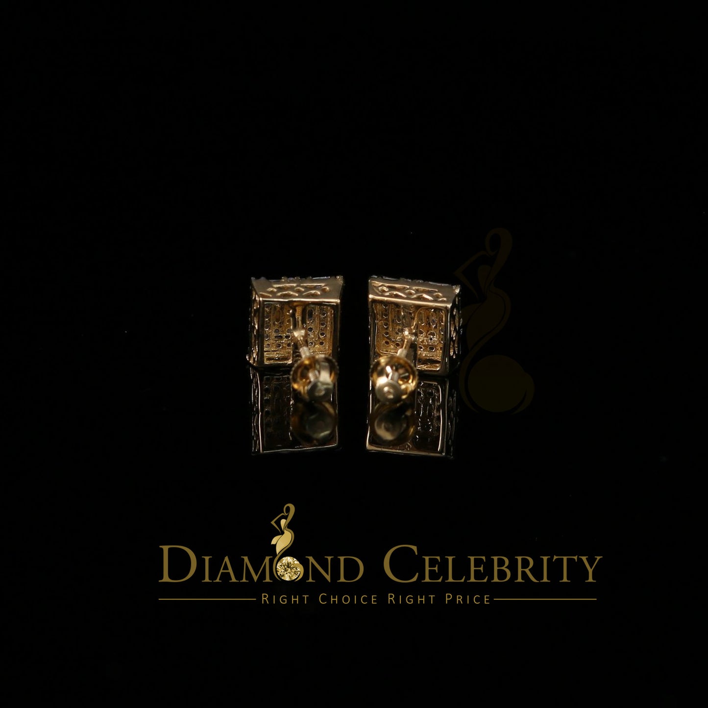 DiamondCelebritees  925 Sterling Yellow 0.72ct Silver Cubic Zirconia Hip Hop Women's Square Earrings
