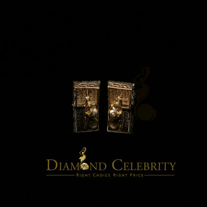 DiamondCelebritees  925 Sterling Yellow 0.72ct Silver Cubic Zirconia Hip Hop Women's Square Earrings