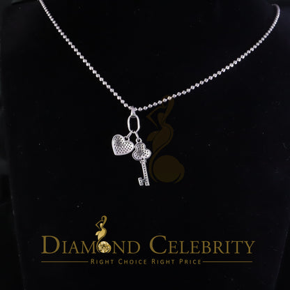 DiamondCelebritees Womens Heart Key White Sterling Silver Shape Pendant with 0.50ct Cubic Zirconia