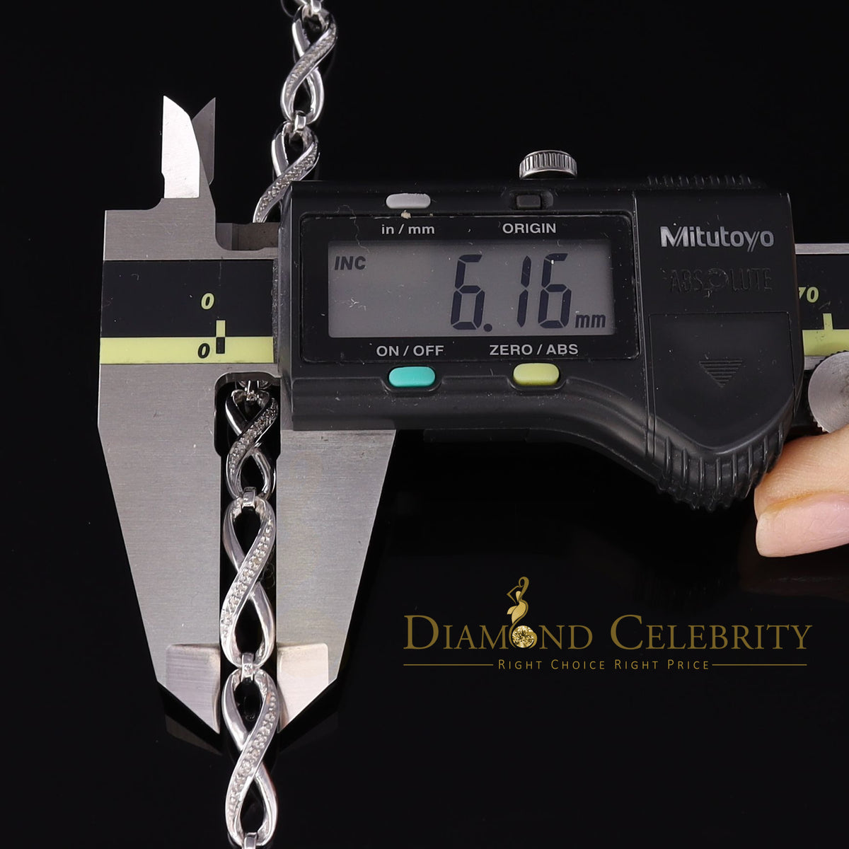 Diamondcelebritees 0.15CT Real Diamond 925 Sterling Silver White Fancy Infinite Bracelete SZ 7 Inch