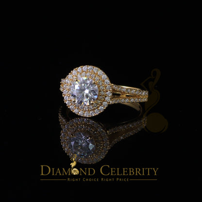 King Of Blings  10K Yellow Gold 2.00CT VVS/ D Color Round Solitaire Moissonite Womens Ring S/7