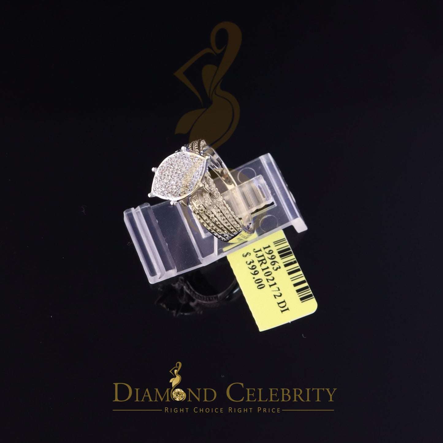 DiamondCelebritees 0.10CT Diamond 925 Sterling White Silver Engagement Marquise Womens Ring Sz 8