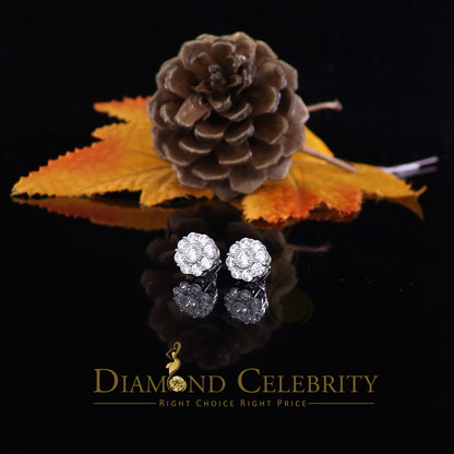 DiamondCelebritees  925 White Sterling Silver 2.88ct Cubic Zirconia Women's Hip Hop Floral Earrings