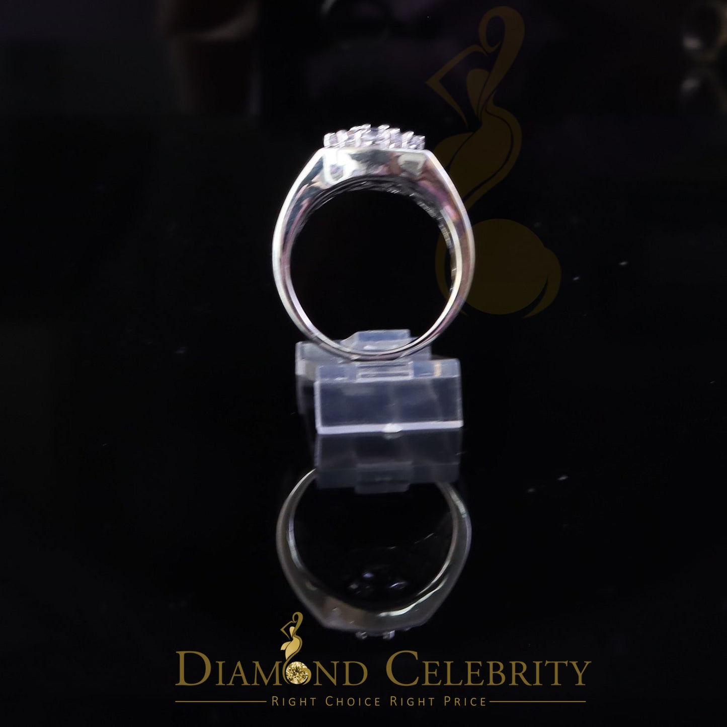 DiamondCelebritees Men's 925 Sterling White Silver Floral 2.30ct Cubic Zirconia Style Ring Size 9