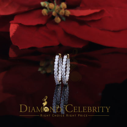 DiamondCelebritees 4.00ct Moissanite Yellow 925 Sterling Silver Women's In and Out Hoop Earrings