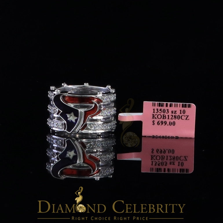 DiamondCelebritees 925 Silver White 1.50ct Cubic Zirconia Texan Wide Band Cocktail Ring Size 10