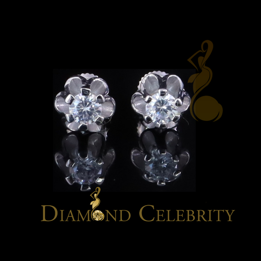 DiamondCelebritees  0.25ct 925 Silver Cubic Zirconia White Round Shape Buttercup Stud Earrings Women