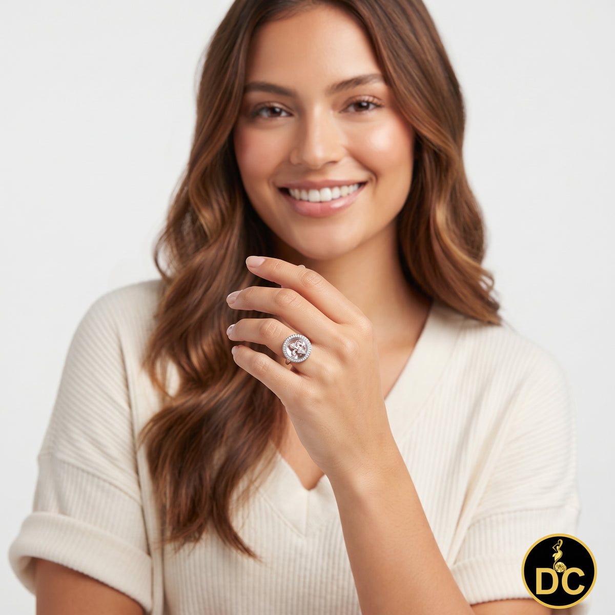 DiamondCelebritees White 0.50ct 925 Sterling Silver Fleur de lis Cubic Zirconia Women's Ring Size 7