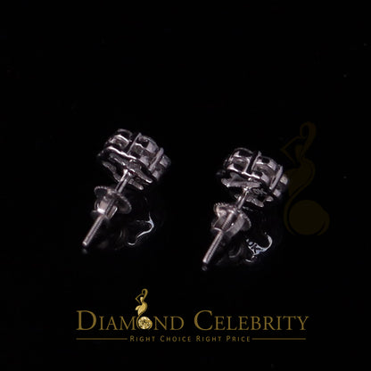 DiamondCelebritees 1.0ct Vvs 'D' Color Genuine Moissanite Stud FLORAL Earrings 10k Real White Gold