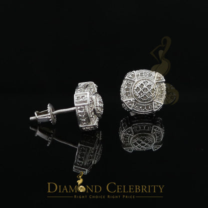 DiamondCelebritees  925 Sterling White Silver 0.25ct Diamond For Women's/ Men's Circle Stud Earrings