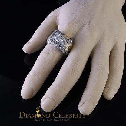 DiamondCelebritees Men's for 925 White Silver 4.50ct VVS 'D' Moissanite Rectangle Rings Size 10
