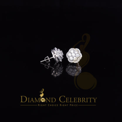 DiamondCelebritees  925 Sterling White Silver 2.7ct Cubic Zirconia Flower Women's Stud Earrings