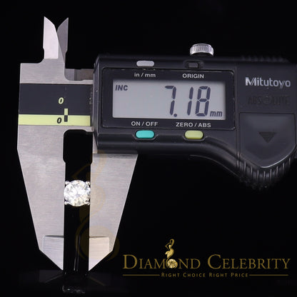 DiamondCelebritees 10k Real White Gold with 3.00ct Round VVS 'D' Color Moissanite Stud Earrings