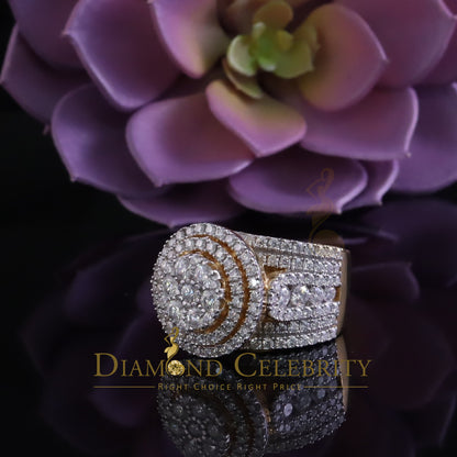 DiamondCelebritees 4.00ct VVS D Round Cluster Stone Yellow Silver Moissanite For Men's Rings SZ 8