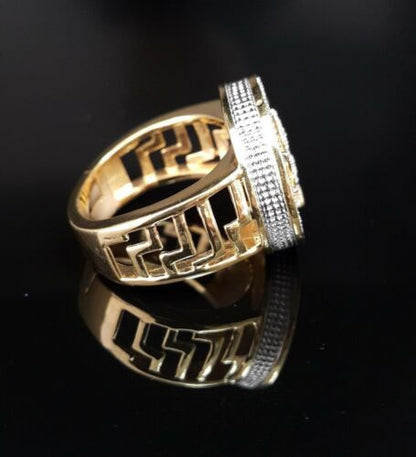 0.40ct Diamond with. Yellow Silver Round Mens's Adjustable Ring From SZ 10 to 12