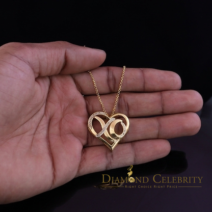 DiamondCelebritees  0.10ct Real Diamond Valentine Special "HEART" Pendant 925 Sterling Silver Yellow