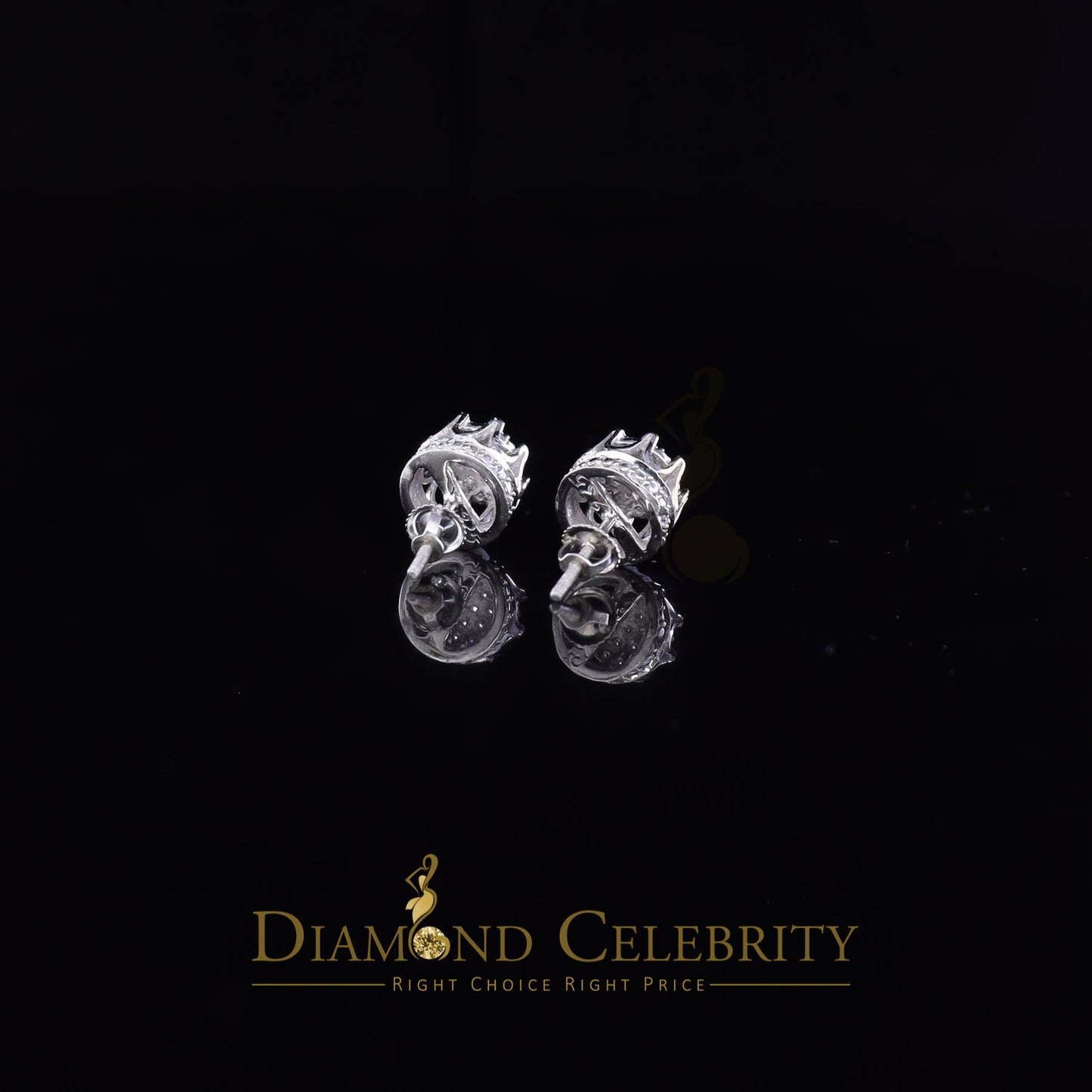DiamondCelebritees  925 White Sterling Silver 0.58ct Cubic Zirconia Women's Hip Hop Flower Earrings