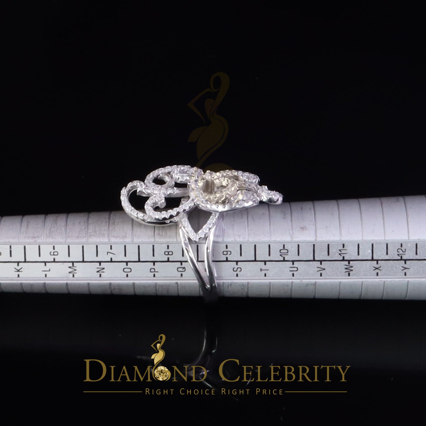 DiamondCelebritees 2.50 ct Cubic Zirconia 925 White Silver Cocktail Flower Womens Ring Size 8.5