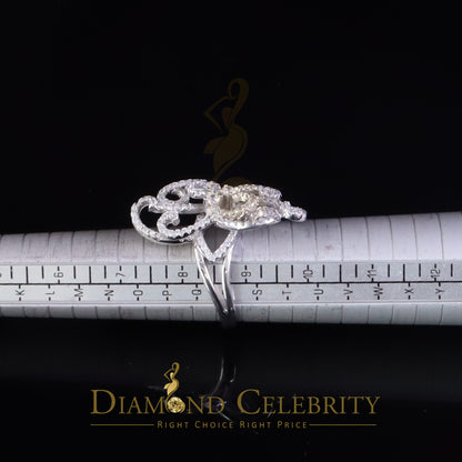 DiamondCelebritees 2.50 ct Cubic Zirconia 925 White Silver Cocktail Flower Womens Ring Size 8.5