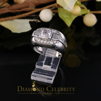 DiamondCelebritees 925 White Sterling Silver Cubic Zirconia 6.10ct Men Square Shape Ring Size 11