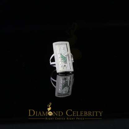 DiamondCelebritees 925 Sterling Silver St. Jude Green CZ White Religious Women's Ring Size 8.5