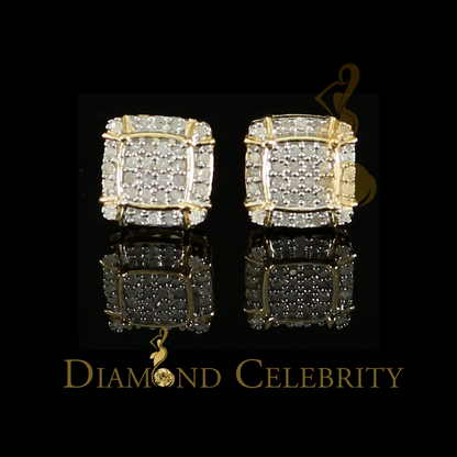 DiamondCelebritees 0.25ct Diamond 925 Silver Yellow Square Earring For Men's / Women's stud