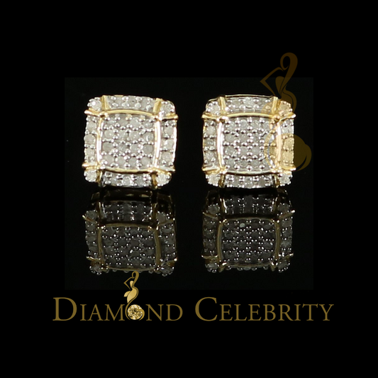 DiamondCelebritees 0.25ct Diamond 925 Silver Yellow Square Earring For Men's / Women's stud
