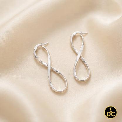 925 Silver Twisted Figure 8 Infinity symbol/crazy 8 silhouette 35mm Hoop Earring