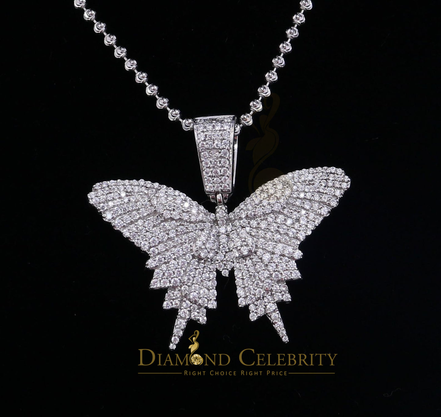 DiamondCelebritees White 925 Sterling Silver Butterfly Shape Pendant with 3.36ct Cubic Zirconia