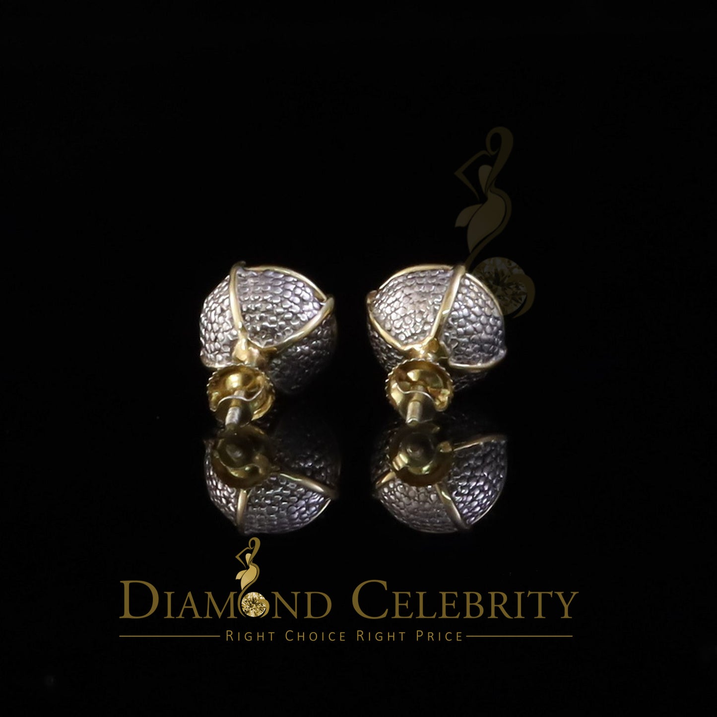 DiamondCelebritees Yellow 925 Sterling Silver 0.30ct Diamond For Women's/ Men's Stud Round Earrings