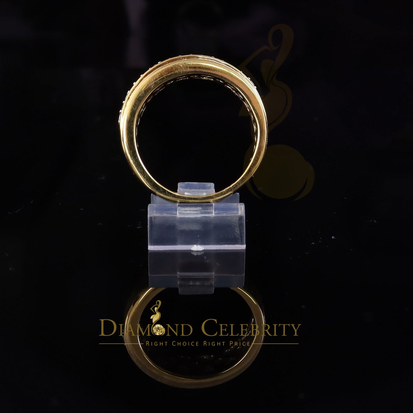 DiamondCelebritees Men's 1.25ct Cubic Zirconia Yellow Silver Round Adjustable Ring From SZ 9 to 11